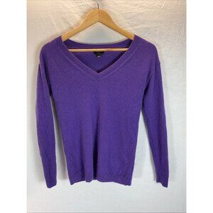 Talbots Sweater Women Small Petite Purple v-neck Cashmere Soft‎ Classic
